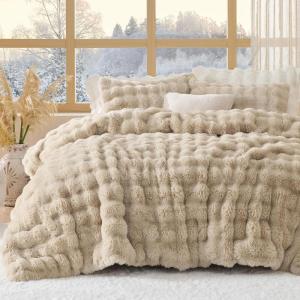 imageBedsure Fluffy Comforter Set Queen  Light Beige Faux Fur Queen Comforter Soft Shaggy Plush Bubble Bedding Comforter Sets Winter Warm Luxury Fuzzy Bed Set 3 Pieces 1 Comforter and 2 Pillowcases06  Light Beige