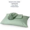 imageBedsure GentleSoft Queen Sheet Set Rayon Derived from Bamboo Cooling Sheets Breathable ampamp Soft Deep Pocket Up to 16 Inches Hotel Luxury Silky Bedding for Hot Sleepers Grey10  Sage Green