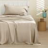 imageBedsure GentleSoft Queen Sheet Set Rayon Derived from Bamboo Cooling Sheets Breathable ampamp Soft Deep Pocket Up to 16 Inches Hotel Luxury Silky Bedding for Hot Sleepers Grey03  Beige