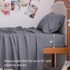 imageBedsure GentleSoft Queen Sheet Set Rayon Derived from Bamboo Cooling Sheets Breathable ampamp Soft Deep Pocket Up to 16 Inches Hotel Luxury Silky Bedding for Hot Sleepers Grey01  Dark Grey