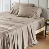 imageBedsure GentleSoft Queen Sheet Set Rayon Derived from Bamboo Cooling Sheets Breathable ampamp Soft Deep Pocket Up to 16 Inches Hotel Luxury Silky Bedding for Hot Sleepers Grey17  Simply Taupe