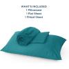 imageBedsure GentleSoft Queen Sheet Set Rayon Derived from Bamboo Cooling Sheets Breathable ampamp Soft Deep Pocket Up to 16 Inches Hotel Luxury Silky Bedding for Hot Sleepers Grey18  Turquoise