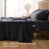 imageBedsure GentleSoft Queen Sheet Set Rayon Derived from Bamboo Cooling Sheets Breathable ampamp Soft Deep Pocket Up to 16 Inches Hotel Luxury Silky Bedding for Hot Sleepers Grey09  Black