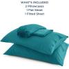 imageBedsure GentleSoft Queen Sheet Set Rayon Derived from Bamboo Cooling Sheets Breathable ampamp Soft Deep Pocket Up to 16 Inches Hotel Luxury Silky Bedding for Hot Sleepers Grey18  Turquoise