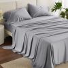 imageBedsure GentleSoft Queen Sheet Set Rayon Derived from Bamboo Cooling Sheets Breathable ampamp Soft Deep Pocket Up to 16 Inches Hotel Luxury Silky Bedding for Hot Sleepers Grey04  Silver Grey