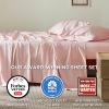 imageBedsure GentleSoft Queen Sheet Set Rayon Derived from Bamboo Cooling Sheets Breathable ampamp Soft Deep Pocket Up to 16 Inches Hotel Luxury Silky Bedding for Hot Sleepers Grey11  Pink