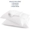 imageBedsure GentleSoft Queen Sheet Set Rayon Derived from Bamboo Cooling Sheets Breathable ampamp Soft Deep Pocket Up to 16 Inches Hotel Luxury Silky Bedding for Hot Sleepers Grey02  White