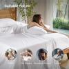 imageBedsure GentleSoft Queen Sheet Set Rayon Derived from Bamboo Cooling Sheets Breathable ampamp Soft Deep Pocket Up to 16 Inches Hotel Luxury Silky Bedding for Hot Sleepers Grey02  White