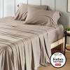 imageBedsure GentleSoft Queen Sheet Set Rayon Derived from Bamboo Cooling Sheets Breathable ampamp Soft Deep Pocket Up to 16 Inches Hotel Luxury Silky Bedding for Hot Sleepers Grey17  Simply Taupe