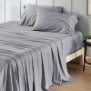 imageBedsure GentleSoft Queen Sheet Set Rayon Derived from Bamboo Cooling Sheets Breathable ampamp Soft Deep Pocket Up to 16 Inches Hotel Luxury Silky Bedding for Hot Sleepers Grey04  Silver Grey