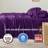 imageBedsure GentleSoft Queen Sheet Set Rayon Derived from Bamboo Cooling Sheets Breathable ampamp Soft Deep Pocket Up to 16 Inches Hotel Luxury Silky Bedding for Hot Sleepers Grey14  Plum