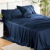 imageBedsure GentleSoft Queen Sheet Set Rayon Derived from Bamboo Cooling Sheets Breathable ampamp Soft Deep Pocket Up to 16 Inches Hotel Luxury Silky Bedding for Hot Sleepers Grey07  Navy