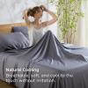 imageBedsure GentleSoft Queen Sheet Set Rayon Derived from Bamboo Cooling Sheets Breathable ampamp Soft Deep Pocket Up to 16 Inches Hotel Luxury Silky Bedding for Hot Sleepers Grey01  Dark Grey