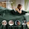 imageBedsure GentleSoft Queen Sheet Set Rayon Derived from Bamboo Cooling Sheets Breathable ampamp Soft Deep Pocket Up to 16 Inches Hotel Luxury Silky Bedding for Hot Sleepers Grey26  Mallard Green