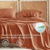 imageBedsure GentleSoft Queen Sheet Set Rayon Derived from Bamboo Cooling Sheets Breathable ampamp Soft Deep Pocket Up to 16 Inches Hotel Luxury Silky Bedding for Hot Sleepers Grey19  Burnt Orange