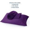 imageBedsure GentleSoft Queen Sheet Set Rayon Derived from Bamboo Cooling Sheets Breathable ampamp Soft Deep Pocket Up to 16 Inches Hotel Luxury Silky Bedding for Hot Sleepers Grey14  Plum