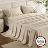 imageBedsure GentleSoft Queen Sheet Set Rayon Derived from Bamboo Cooling Sheets Breathable ampamp Soft Deep Pocket Up to 16 Inches Hotel Luxury Silky Bedding for Hot Sleepers Grey03  Beige