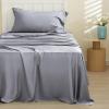 imageBedsure GentleSoft Queen Sheet Set Rayon Derived from Bamboo Cooling Sheets Breathable ampamp Soft Deep Pocket Up to 16 Inches Hotel Luxury Silky Bedding for Hot Sleepers Grey04  Silver Grey