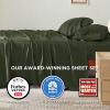 imageBedsure GentleSoft Queen Sheet Set Rayon Derived from Bamboo Cooling Sheets Breathable ampamp Soft Deep Pocket Up to 16 Inches Hotel Luxury Silky Bedding for Hot Sleepers Grey22  Olive Green