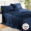 imageBedsure GentleSoft Queen Sheet Set Rayon Derived from Bamboo Cooling Sheets Breathable ampamp Soft Deep Pocket Up to 16 Inches Hotel Luxury Silky Bedding for Hot Sleepers Grey07  Navy