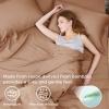 imageBedsure GentleSoft Queen Sheet Set Rayon Derived from Bamboo Cooling Sheets Breathable ampamp Soft Deep Pocket Up to 16 Inches Hotel Luxury Silky Bedding for Hot Sleepers Grey24  Taupe