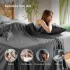imageBedsure GentleSoft Queen Sheet Set Rayon Derived from Bamboo Cooling Sheets Breathable ampamp Soft Deep Pocket Up to 16 Inches Hotel Luxury Silky Bedding for Hot Sleepers Grey27  Charcoal