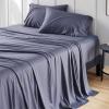 imageBedsure GentleSoft Queen Sheet Set Rayon Derived from Bamboo Cooling Sheets Breathable ampamp Soft Deep Pocket Up to 16 Inches Hotel Luxury Silky Bedding for Hot Sleepers Grey01  Dark Grey