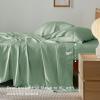 imageBedsure GentleSoft Queen Sheet Set Rayon Derived from Bamboo Cooling Sheets Breathable ampamp Soft Deep Pocket Up to 16 Inches Hotel Luxury Silky Bedding for Hot Sleepers Grey10  Sage Green