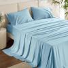 imageBedsure GentleSoft Queen Sheet Set Rayon Derived from Bamboo Cooling Sheets Breathable ampamp Soft Deep Pocket Up to 16 Inches Hotel Luxury Silky Bedding for Hot Sleepers Grey08  Teal Blue