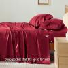 imageBedsure GentleSoft Queen Sheet Set Rayon Derived from Bamboo Cooling Sheets Breathable ampamp Soft Deep Pocket Up to 16 Inches Hotel Luxury Silky Bedding for Hot Sleepers Grey15  Burgundy