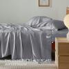 imageBedsure GentleSoft Queen Sheet Set Rayon Derived from Bamboo Cooling Sheets Breathable ampamp Soft Deep Pocket Up to 16 Inches Hotel Luxury Silky Bedding for Hot Sleepers Grey04  Silver Grey