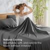 imageBedsure GentleSoft Queen Sheet Set Rayon Derived from Bamboo Cooling Sheets Breathable ampamp Soft Deep Pocket Up to 16 Inches Hotel Luxury Silky Bedding for Hot Sleepers Grey27  Charcoal