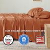 imageBedsure GentleSoft Queen Sheet Set Rayon Derived from Bamboo Cooling Sheets Breathable ampamp Soft Deep Pocket Up to 16 Inches Hotel Luxury Silky Bedding for Hot Sleepers Grey19  Burnt Orange