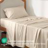 imageBedsure GentleSoft Queen Sheet Set Rayon Derived from Bamboo Cooling Sheets Breathable ampamp Soft Deep Pocket Up to 16 Inches Hotel Luxury Silky Bedding for Hot Sleepers Grey03  Beige