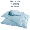 imageBedsure GentleSoft Queen Sheet Set Rayon Derived from Bamboo Cooling Sheets Breathable ampamp Soft Deep Pocket Up to 16 Inches Hotel Luxury Silky Bedding for Hot Sleepers Grey08  Teal Blue