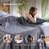 imageBedsure GentleSoft Queen Sheet Set Rayon Derived from Bamboo Cooling Sheets Breathable ampamp Soft Deep Pocket Up to 16 Inches Hotel Luxury Silky Bedding for Hot Sleepers Grey01  Dark Grey