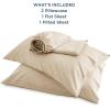 imageBedsure GentleSoft Queen Sheet Set Rayon Derived from Bamboo Cooling Sheets Breathable ampamp Soft Deep Pocket Up to 16 Inches Hotel Luxury Silky Bedding for Hot Sleepers Grey03  Beige