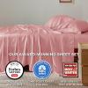 imageBedsure GentleSoft Queen Sheet Set Rayon Derived from Bamboo Cooling Sheets Breathable ampamp Soft Deep Pocket Up to 16 Inches Hotel Luxury Silky Bedding for Hot Sleepers Grey21  Blush Pink