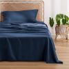 imageBedsure GentleSoft Queen Sheet Set Rayon Derived from Bamboo Cooling Sheets Breathable ampamp Soft Deep Pocket Up to 16 Inches Hotel Luxury Silky Bedding for Hot Sleepers Grey07  Navy