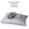 imageBedsure GentleSoft Queen Sheet Set Rayon Derived from Bamboo Cooling Sheets Breathable ampamp Soft Deep Pocket Up to 16 Inches Hotel Luxury Silky Bedding for Hot Sleepers Grey04  Silver Grey