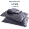 imageBedsure GentleSoft Queen Sheet Set Rayon Derived from Bamboo Cooling Sheets Breathable ampamp Soft Deep Pocket Up to 16 Inches Hotel Luxury Silky Bedding for Hot Sleepers Grey01  Dark Grey