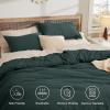 imageBedsure Waffle Comforter Set King Beige Soft Bedding Waffle Weave Bed Set 3 Pieces 1 Comforter 104quotx90quot and 2 Pillow Shams Cotton Shell and Polyester Lining for All Seasons03  Forest Green