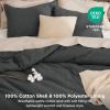 imageBedsure Waffle Comforter Set King Beige Soft Bedding Waffle Weave Bed Set 3 Pieces 1 Comforter 104quotx90quot and 2 Pillow Shams Cotton Shell and Polyester Lining for All Seasons06  Charcoal