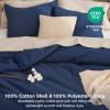 imageBedsure Waffle Comforter Set King Beige Soft Bedding Waffle Weave Bed Set 3 Pieces 1 Comforter 104quotx90quot and 2 Pillow Shams Cotton Shell and Polyester Lining for All Seasons10  Navy