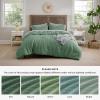 imageBedsure Waffle Comforter Set King Beige Soft Bedding Waffle Weave Bed Set 3 Pieces 1 Comforter 104quotx90quot and 2 Pillow Shams Cotton Shell and Polyester Lining for All Seasons02  Green