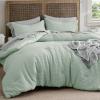 imageBedsure Waffle Comforter Set King Beige Soft Bedding Waffle Weave Bed Set 3 Pieces 1 Comforter 104quotx90quot and 2 Pillow Shams Cotton Shell and Polyester Lining for All Seasons01  Sage Green