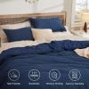 imageBedsure Waffle Comforter Set King Beige Soft Bedding Waffle Weave Bed Set 3 Pieces 1 Comforter 104quotx90quot and 2 Pillow Shams Cotton Shell and Polyester Lining for All Seasons10  Navy