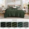 imageBedsure Waffle Comforter Set King Beige Soft Bedding Waffle Weave Bed Set 3 Pieces 1 Comforter 104quotx90quot and 2 Pillow Shams Cotton Shell and Polyester Lining for All Seasons04  Olive Green