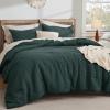 imageBedsure Waffle Comforter Set King Beige Soft Bedding Waffle Weave Bed Set 3 Pieces 1 Comforter 104quotx90quot and 2 Pillow Shams Cotton Shell and Polyester Lining for All Seasons03  Forest Green