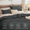 imageBedsure Waffle Comforter Set King Beige Soft Bedding Waffle Weave Bed Set 3 Pieces 1 Comforter 104quotx90quot and 2 Pillow Shams Cotton Shell and Polyester Lining for All Seasons06  Charcoal